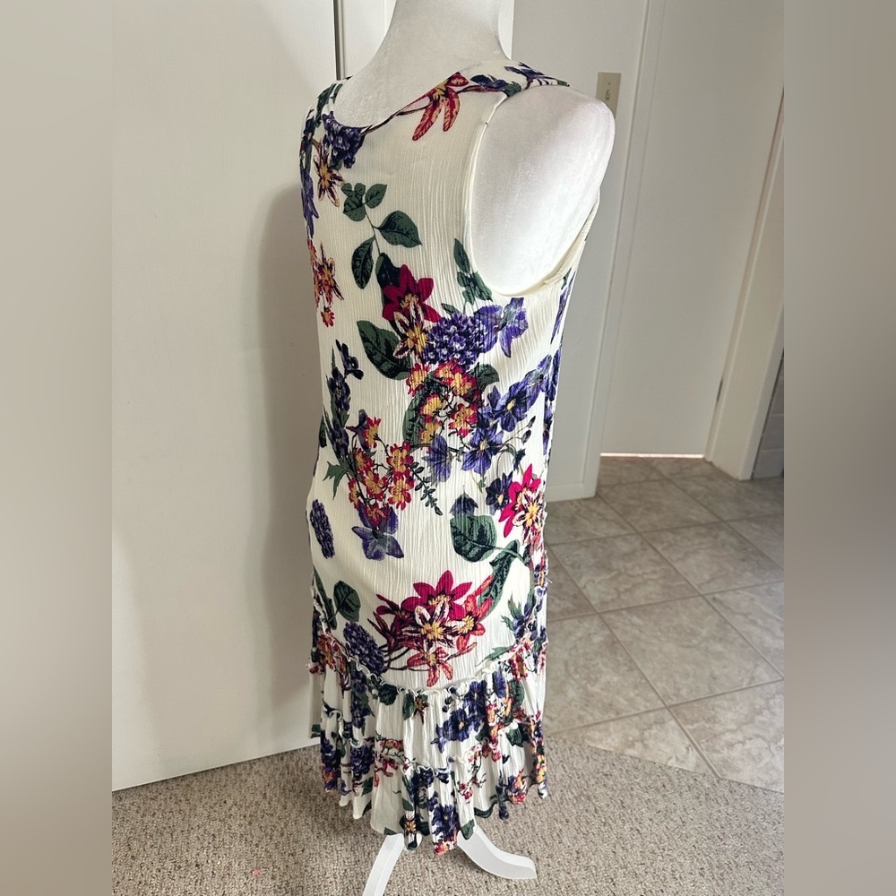 Karen Kane Rose Garden Shift Dress Drop Waist V-Neck Sleeveless High Low Medium - Picture 5 of 9